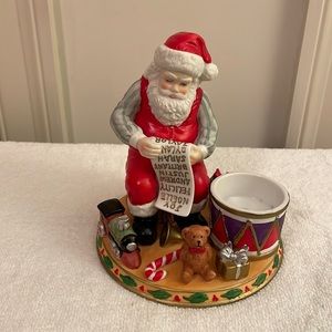 PartyLite Santa’s List Tea Light Candle Holder Christmas Figurine Preowned